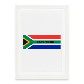 Le Cap dans le drapeau sud-africain - Affiche encadrée (27 × 37 cm) - blanc - Devant