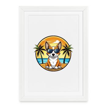 Lunettes de soleil de dessin animé de race de chien Fox Terrier miniature - Affiche encadrée (27 × 37 cm) - blanc - Devant