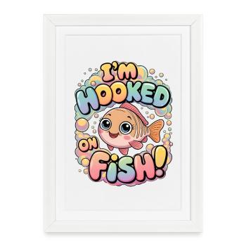Je suis accro au poisson - Affiche encadrée (27 × 37 cm) - blanc - Devant