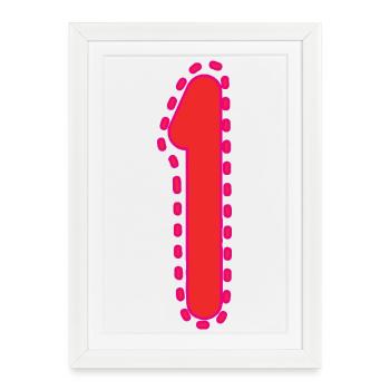 1. 1 Jahr. 1. JAHRESTAG. 1-JÄHRIGES JUBILÄUM - Gerahmtes Poster (27 × 37 cm) - Weiß - Vorne
