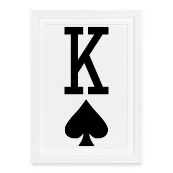 Poker Playing Card - King of Spades - Framed poster (27 × 37 cm) - white - Front