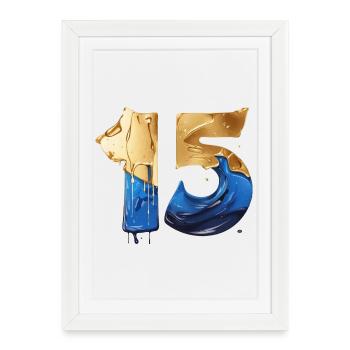 NON. 15 NUMÉRO 15 COOL 15E ANNIVERSAIRE - Affiche encadrée (27 × 37 cm) - blanc - Devant
