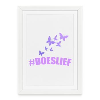 Les papillons doeslief volent dans la lumière pourpre - Affiche encadrée (27 × 37 cm) - blanc - Devant