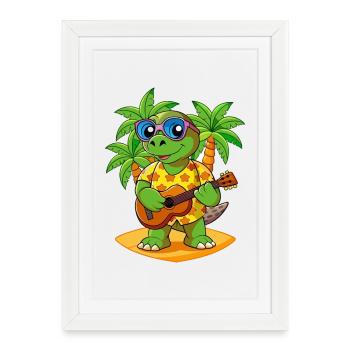 Funny Turtle Cartoon Summer Beach Sunglasses - Framed poster (27 × 37 cm) - white - Front