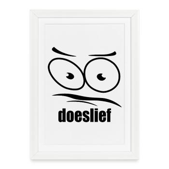 doeslief pleading eyes with question mark look - Framed poster (27 × 37 cm) - white - Front