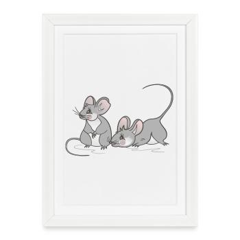 Souris souris enfants femmes anniversaire - Affiche encadrée (27 × 37 cm) - blanc - Devant