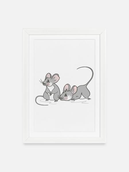 Mouse mouse children women birthday - Framed poster (27 × 37 cm) - white