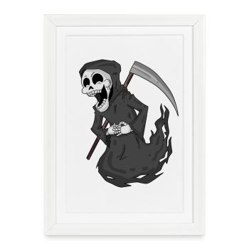 Grim Reaper laughs funny - Framed poster (27 × 37 cm) - white - Front