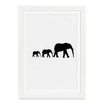 famille éléphant - Affiche encadrée (27 × 37 cm) - blanc - Devant