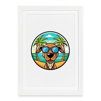 Hanover Hound Dog Breed Cartoon Sunglasses Beach - Framed poster (27 × 37 cm) - white - Front