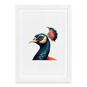 paon dessin animé personnage animal de compagnie coloré - Affiche encadrée (27 × 37 cm) - blanc - Devant