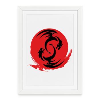 Red Dragon Circle - Framed poster (27 × 37 cm) - white - Front
