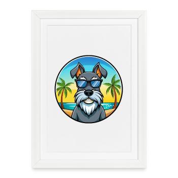 Lunettes de soleil standard Schnauzer Dog Breed Cartoon - Affiche encadrée (27 × 37 cm) - blanc - Devant