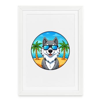 Lunettes de soleil Seppala Siberian Sleddog Breed Cartoon - Affiche encadrée (27 × 37 cm) - blanc - Devant