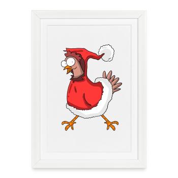 Poulet de Noël - Affiche encadrée (27 × 37 cm) - blanc - Devant