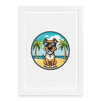 Schweizer Laufhund Lunettes de soleil de dessin animé Dog Breed - Affiche encadrée (27 × 37 cm) - blanc - Devant