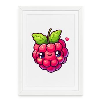 Framboise - Cœur - Affiche encadrée (27 × 37 cm) - blanc - Devant