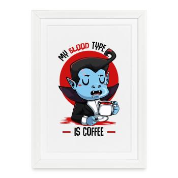 Dessin animé Blood Coffee Vampire - Affiche encadrée (27 × 37 cm) - blanc - Devant