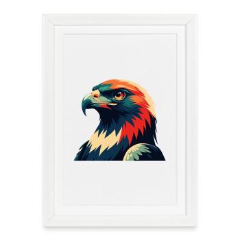 Personnage de dessin animé de faucon animal de compagnie coloré - Affiche encadrée (27 × 37 cm) - blanc - Devant