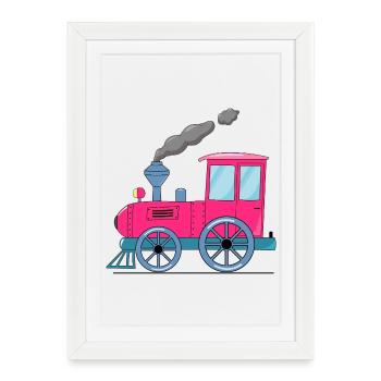 Train pour enfants rose - Affiche encadrée (27 × 37 cm) - blanc - Devant