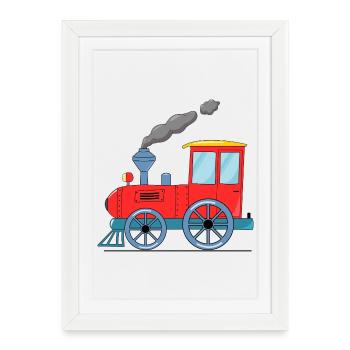 Train pour enfants rouge - Affiche encadrée (27 × 37 cm) - blanc - Devant
