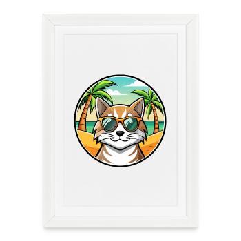 Siberian Cat Breed Cartoon Sunglasses Beach - Framed poster (27 × 37 cm) - white - Front