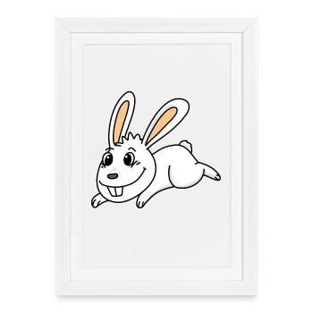 Lapin lapin lapin de pâques - Affiche encadrée (27 × 37 cm) - blanc - Devant