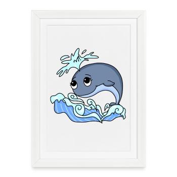 baleine - Affiche encadrée (27 × 37 cm) - blanc - Devant