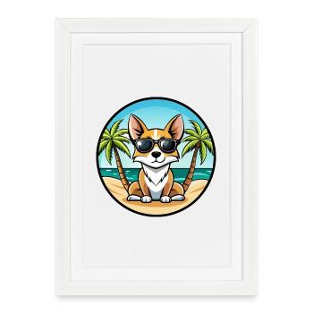 Lunettes de soleil de dessin animé de race de chien Fox Terrier miniature - Affiche encadrée (27 × 37 cm) - blanc - Devant