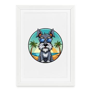 Lunettes de soleil standard Schnauzer Dog Breed Cartoon - Affiche encadrée (27 × 37 cm) - blanc - Devant