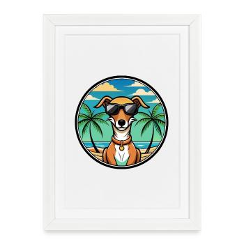 Azawakh Dog Breed Cartoon Sunglasses Beach - Framed poster (27 × 37 cm) - white - Front