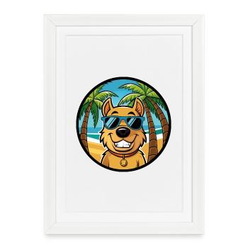 Billy Dog Breed Cartoon Sunglasses Beach - Framed poster (27 × 37 cm) - white - Front