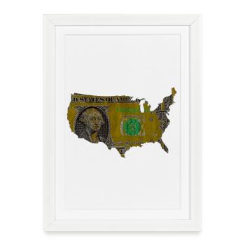 USA dollar flag - Framed poster (27 × 37 cm) - white - Front