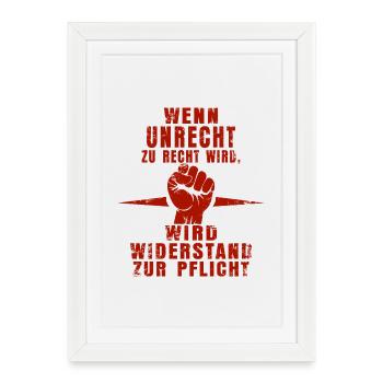 Rebellious Red – Résistance de style grunge - Affiche encadrée (27 × 37 cm) - blanc - Devant