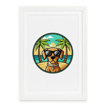 Portuguese Pointer Dog Breed Cartoon Sunglasses - Framed poster (27 × 37 cm) - white - Front