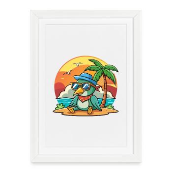 Hummingbird Funny Cartoon Summer Beach Sunglasses - Framed poster (27 × 37 cm) - white - Front