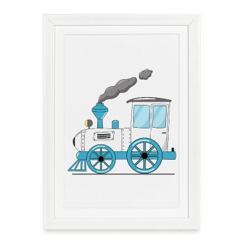 Train pour enfants chemin de fer blanc - Affiche encadrée (27 × 37 cm) - blanc - Devant