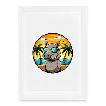 Tapir Funny Cartoon Summer Beach Sunglasses Cool - Framed poster (27 × 37 cm) - white - Front