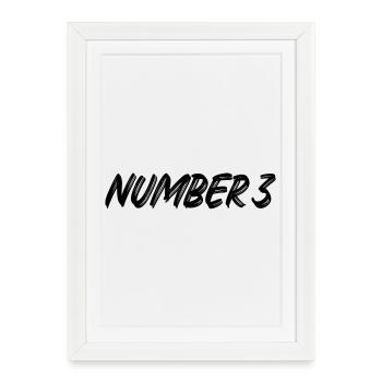 Numéro 3 - trois - troisième - troisième - 3 - numéro 3 - Affiche encadrée (27 × 37 cm) - blanc - Devant