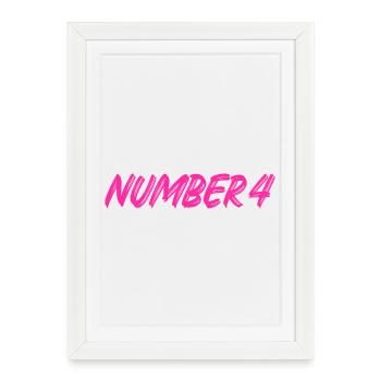 Numéro 4 - quatre - quatrième - quatrième - 4 - numéro 4 - Affiche encadrée (27 × 37 cm) - blanc - Devant