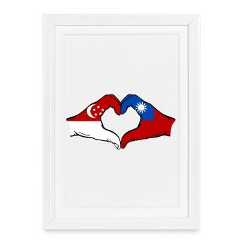 Singapour Taïwan mains forme de coeur - Affiche encadrée (27 × 37 cm) - blanc - Devant