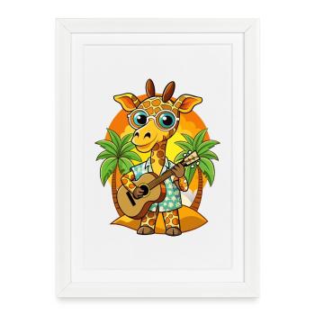 Lunettes de soleil de plage d’été de dessin animé girafe drôle - Affiche encadrée (27 × 37 cm) - blanc - Devant
