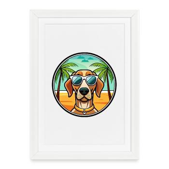 Portuguese Pointer Dog Breed Cartoon Sunglasses - Framed poster (27 × 37 cm) - white - Front