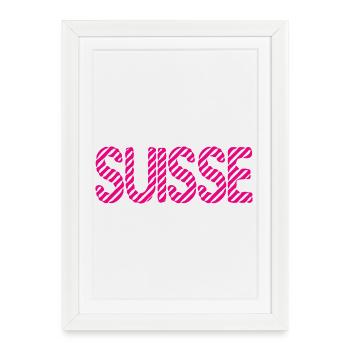 SUISSE. PAYS. GENEVE. HUMOUR. DRAPEAU. GENEVE - Affiche encadrée (27 × 37 cm) - blanc - Devant