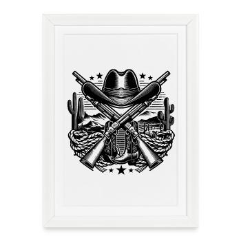 Logo western 2 - Affiche encadrée (27 × 37 cm) - blanc - Devant