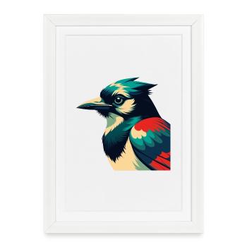 Blue Jay Cartoon Character Colorful Pet Animal - Framed poster (27 × 37 cm) - white - Front