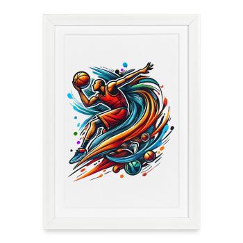 Basketball Logo - Framed poster (27 × 37 cm) - white - Front
