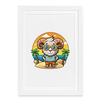 Ram Funny Cartoon Summer Beach Sunglasses - Framed poster (27 × 37 cm) - white - Front