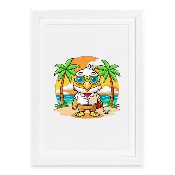Lunettes de soleil Hawk Funny Cartoon Summer Beach - Affiche encadrée (27 × 37 cm) - blanc - Devant