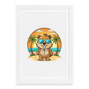 Groundhog Funny Cartoon Summer Beach Sunglasses - Framed poster (27 × 37 cm) - white - Front